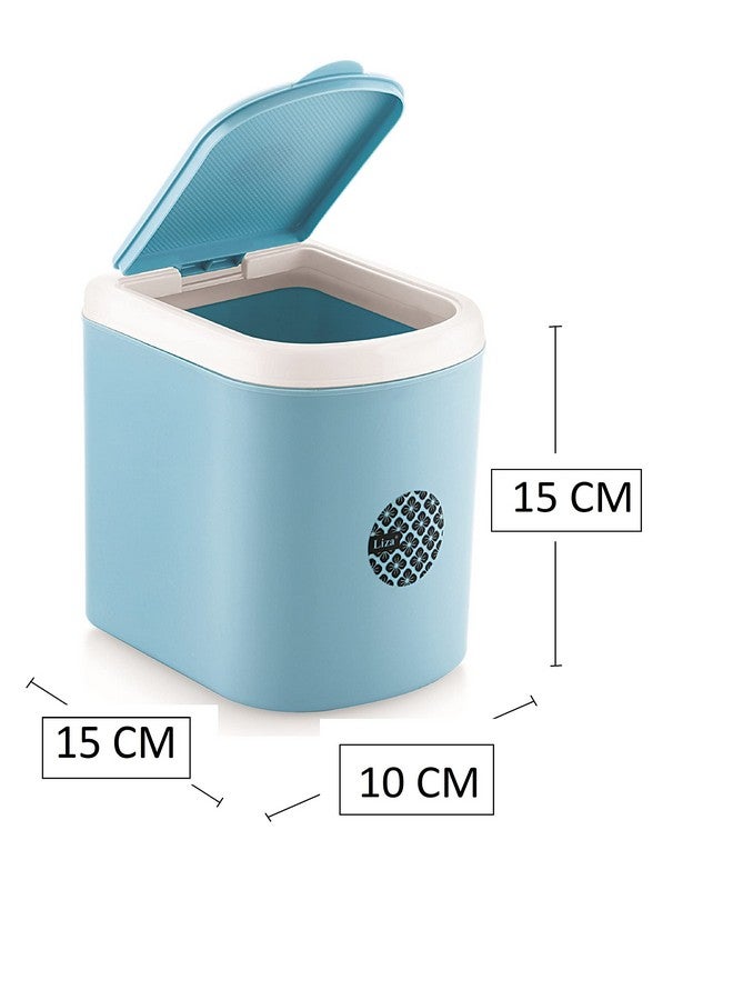 Nabhya Plastic Combo Of 2 Pc Mini Waste Bin Open-Top Disposal Dustbin For Car Office Desk And Home Use (Blue & Grey) - Image 4
