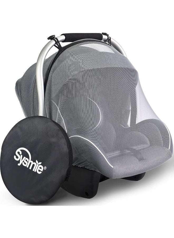 Sysmie Mosquito Net for Baby Car Seats â€“ Infant Car Seat Insect Mesh Net - Universal Fit, Premium Quality: Machine Washable - Gray - Image 1