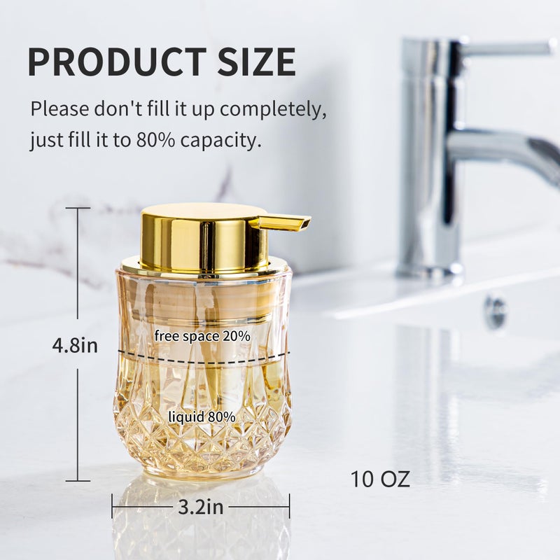 Enra Gold Foaming Soap Dispenser  Bathroom Hand Foam Soap Dispensers Glass Refillable Dish Soap Dispenser Modern Home Soap Dispenser For Bathroom Kitchen (Gold Foam Type/1Pcak) - Image 3