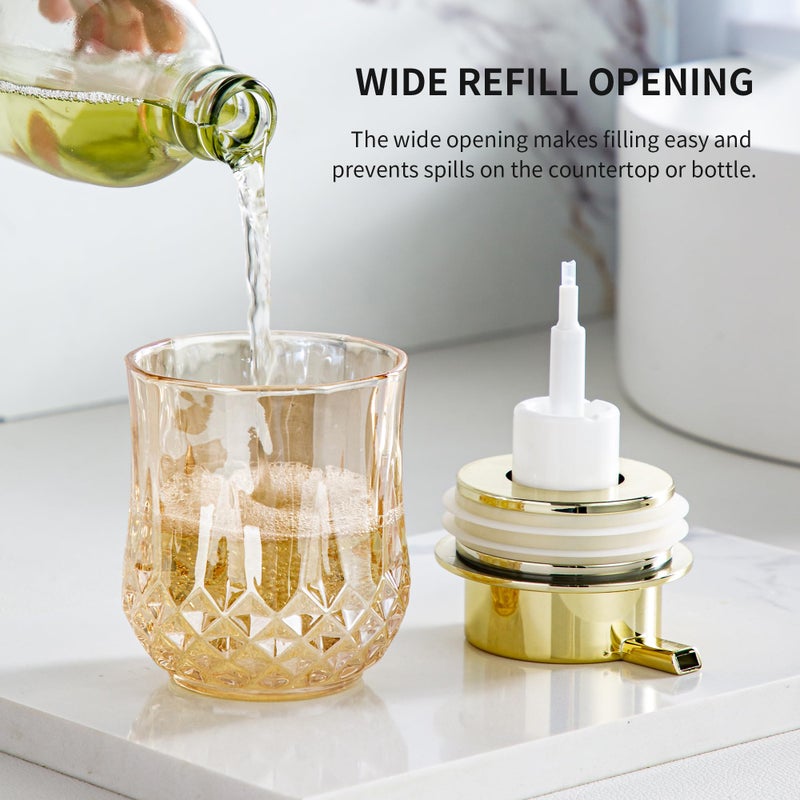 Enra Gold Foaming Soap Dispenser  Bathroom Hand Foam Soap Dispensers Glass Refillable Dish Soap Dispenser Modern Home Soap Dispenser For Bathroom Kitchen (Gold Foam Type/1Pcak) - Image 2