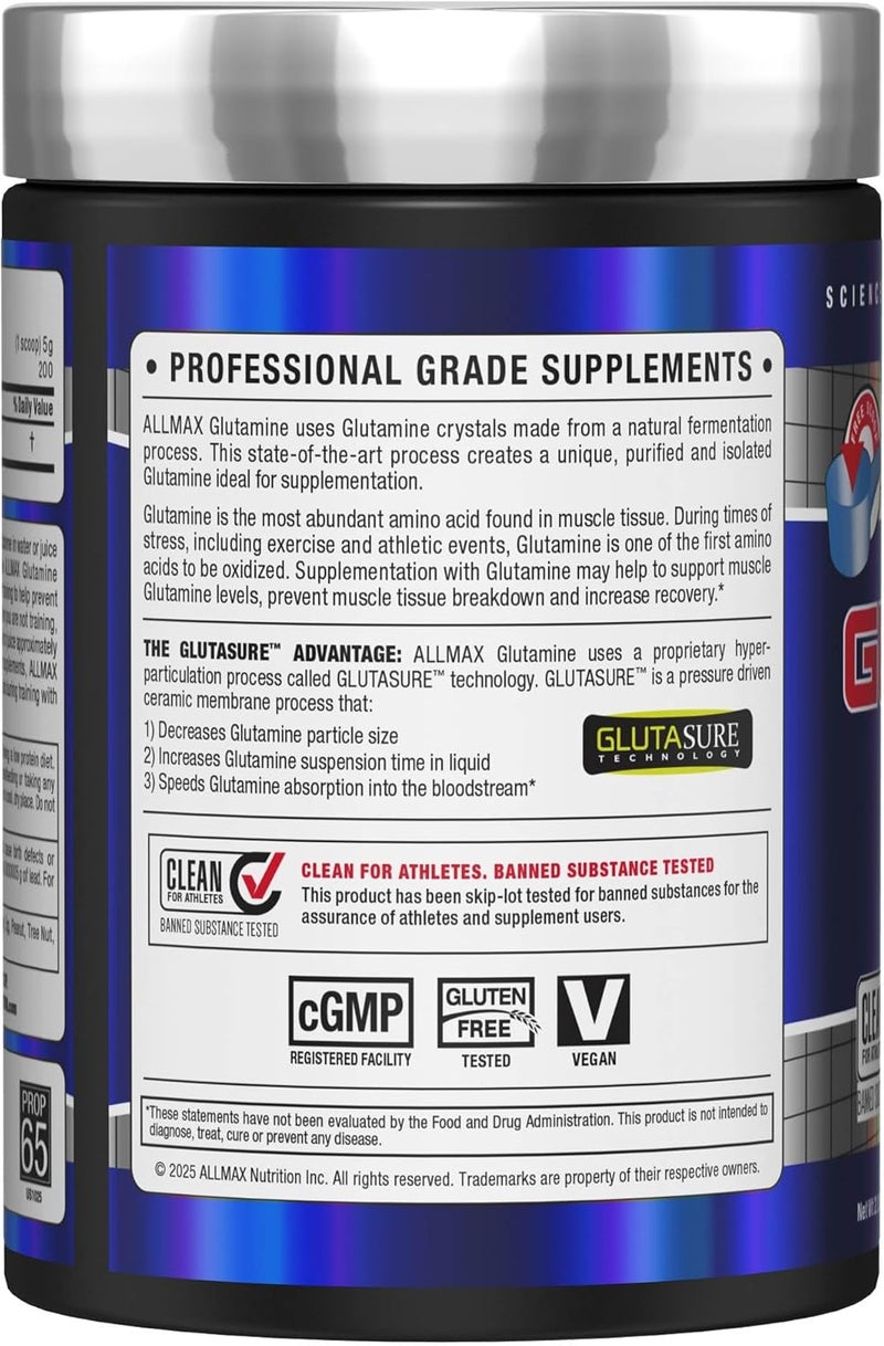 ALLMAX Nutrition 100% Pure Micronized Glutamine Dietary Supplement, Gluten-Free, Vegan, and Kosher Certified, 1000g - Image 2