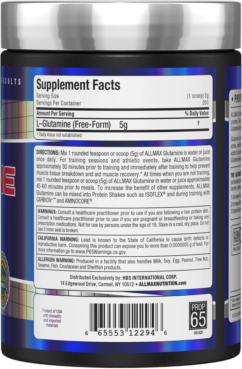 ALLMAX Nutrition 100% Pure Micronized Glutamine Dietary Supplement, Gluten-Free, Vegan, and Kosher Certified, 1000g - Image 3