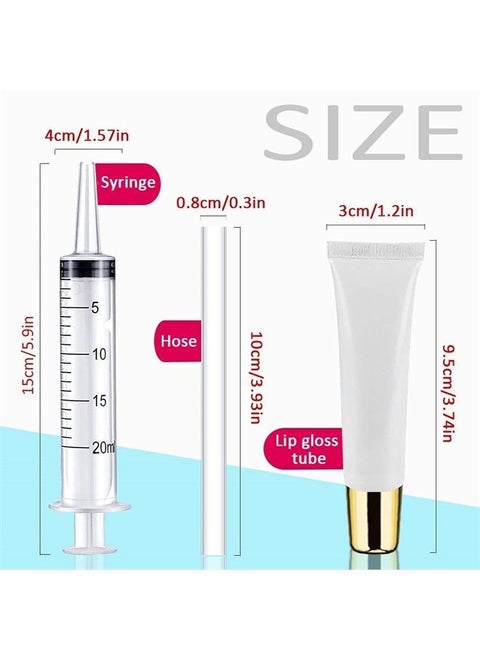 50PCS Lip Gloss Tubes 15ml Gold Cap Lip Gloss Containers Empty Lip Balm Tubes Refillable Cosmetic Squeeze Lipgloss Tubes + 2 x 20ml Syringes Tag Labels Stickers for DIY Lip Gloss Base Glitter