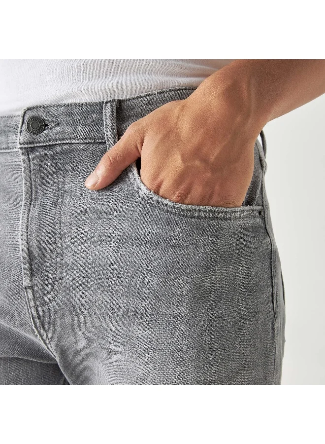 STARTER Starter Ripped Detail Carrot Fit Jeans with Pockets