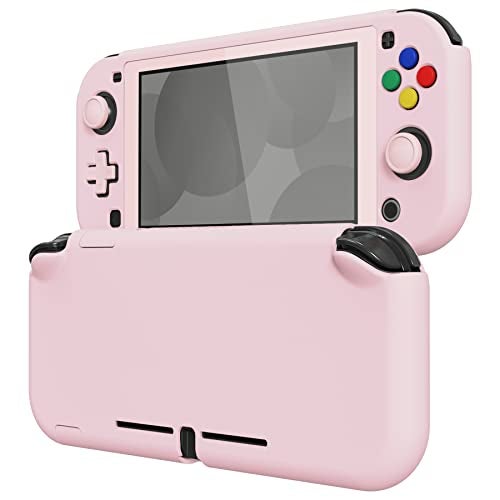 eXtremeRate PlayVital Protective Grip Case for Nintendo Switch Lite, Cherry Blossoms Pink Hard Cover Protector for Nintendo Switch Lite - 1 x White Border Tempered Glass Screen Protector Included - Image 1