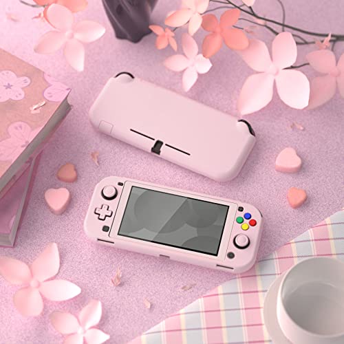 eXtremeRate PlayVital Protective Grip Case for Nintendo Switch Lite, Cherry Blossoms Pink Hard Cover Protector for Nintendo Switch Lite - 1 x White Border Tempered Glass Screen Protector Included - Image 5