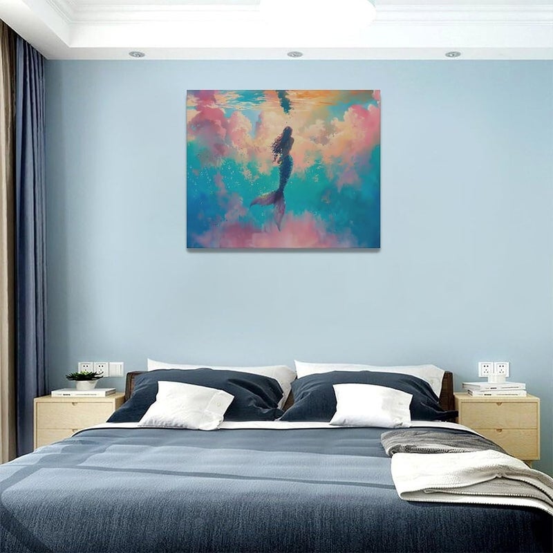 Fuzawet Mermaid Canvas Wall Art - Ocean Decor - Image 4