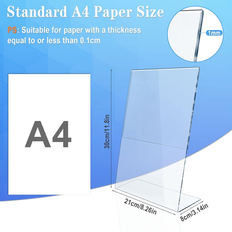 UMILKI Set of 5 A4 L-Shaped Table Display Stands, Transparent Acrylic, A4 Poster Doors, Menu, Office Cards, Photo Frame, Restaurants, Hotel, School, Wedding - Image 4
