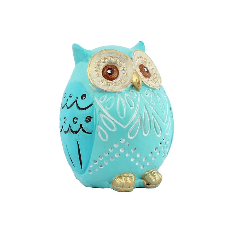 DEQUERA DEQUERA Owl Figurines Tabletop Statues and Figurines for Desktop Book Shelf Decor Standing Still Style Color Sky Blue - Image 2