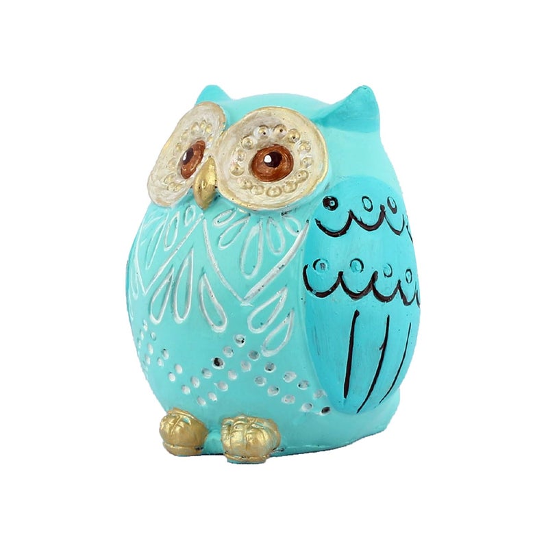 DEQUERA DEQUERA Owl Figurines Tabletop Statues and Figurines for Desktop Book Shelf Decor Standing Still Style Color Sky Blue - Image 3