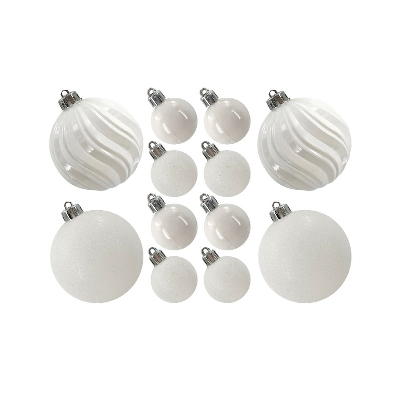 CHRISTMAS MAGIC طقم هدايا زينة مصمم أبيض 4 و 8 سم مختلط 20 قطعة/علبة - Image 1