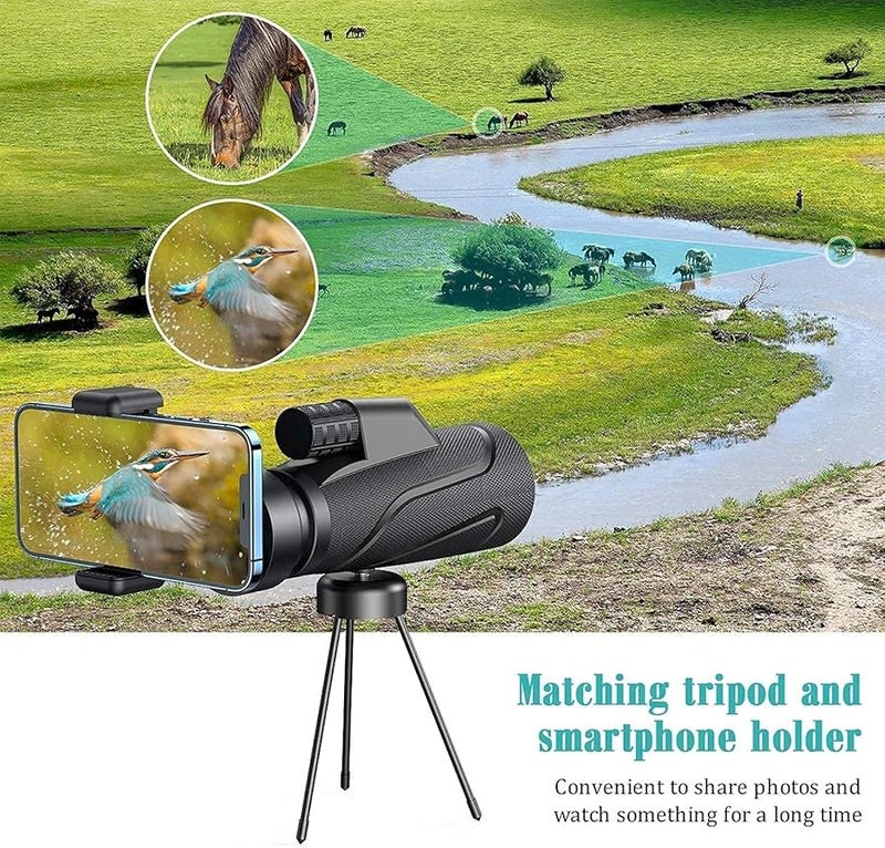 12x50 Monocular Telescope Waterproof Fogproof Shockproof With Phone Adapter Tripod For Bird Watching Camping Hiking - Image 4