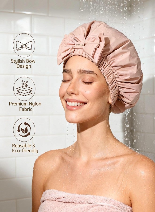 Yanibest Shower Cap Reusable Waterproof,Wide Elastic Band Bath Cap-Comfortable & Durable Bath Hair Hat for Women - Image 2
