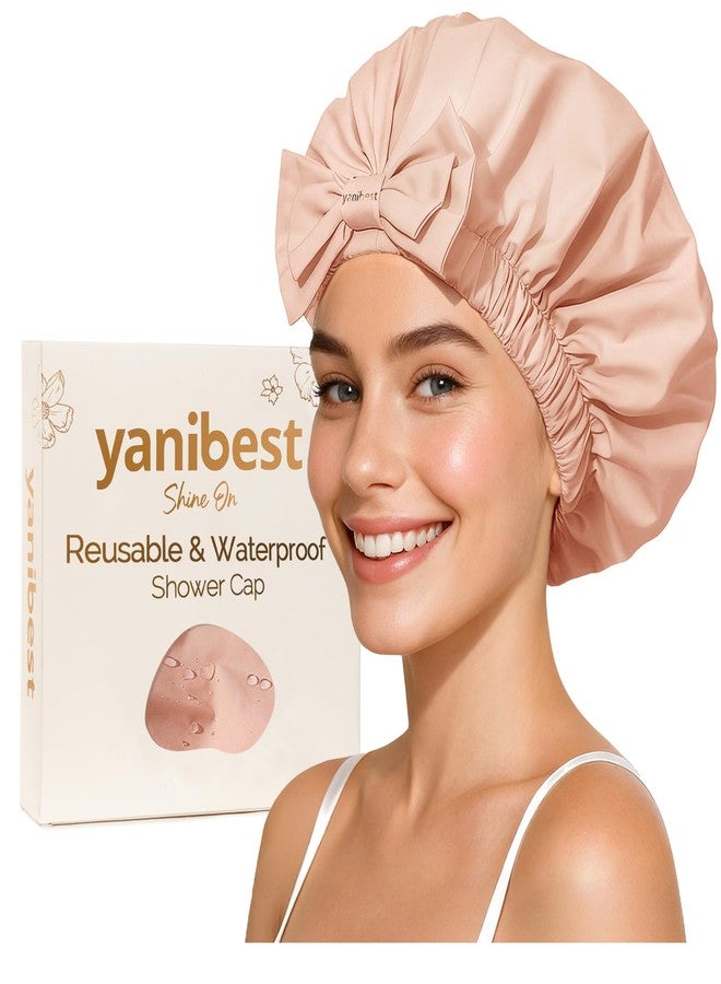 Yanibest Shower Cap Reusable Waterproof,Wide Elastic Band Bath Cap-Comfortable & Durable Bath Hair Hat for Women - Image 1