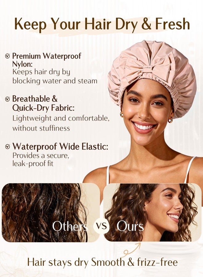 Yanibest Shower Cap Reusable Waterproof,Wide Elastic Band Bath Cap-Comfortable & Durable Bath Hair Hat for Women - Image 3