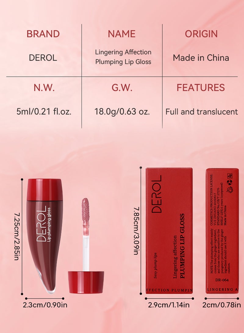 ديرول ملمع شفاه ممتلئ، أحمر شفاه سائل مرطب، ملمع شفاه يدوم طويلًا بتغطية كاملة، قاعدة شفاه شفافة لامعة بلون الفلفل الحار - Image 2
