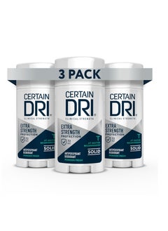 CERTAIN DRI Certain Dri Extra Strength Clinical Antiperspirant Solid Deodorant, Hyperhidrosis Treatment for Men & Women, Long-Lasting 72hr Protection, Effective Sweat Control, Powder Fresh Scent, 1.7oz, 3 Pack  - Image 1