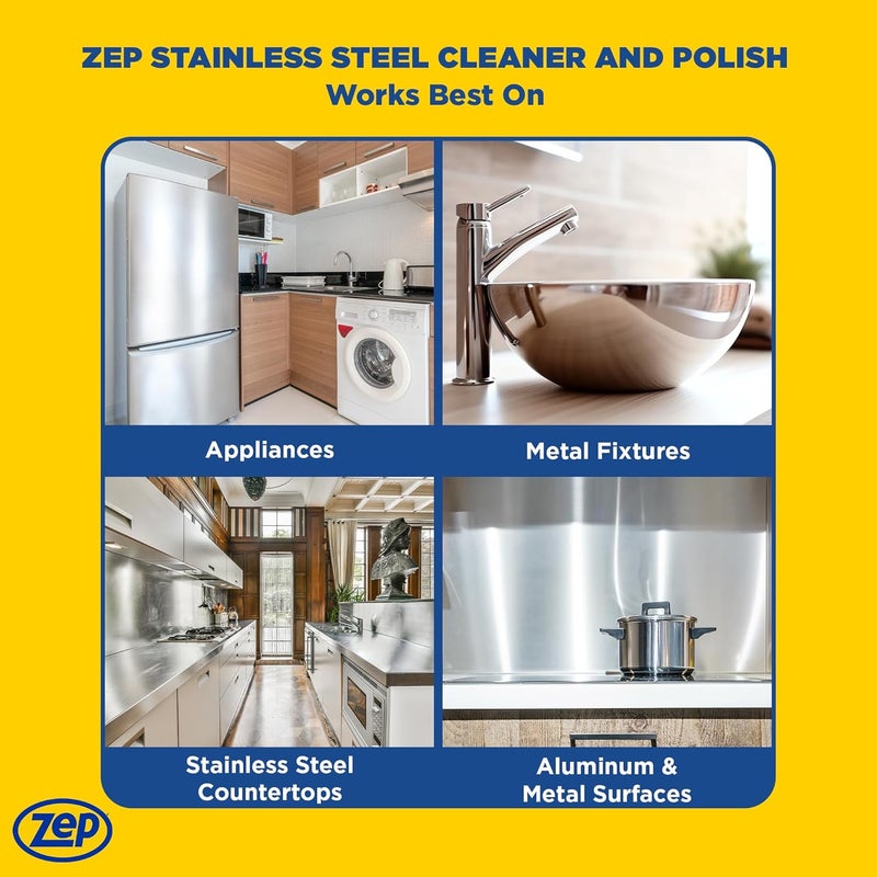 Zep Stainless Steel Cleaner and Polish 14 ounces - ZUSSTL14 - Protects Metal Surfaces from Fingerprints, Soil and Waterspots Wide use compliant quality - Image 2
