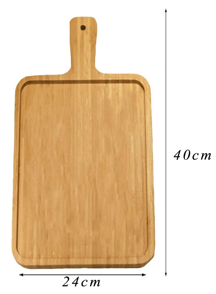 FFD Bamboo Cheese Board Pizza Tray Handmade Wooden Pizza Peel with Handle Fruit and Cheeze Serving Plate Square Chopping Board Bread Vegetables Kitchen Organizer  - Image 2