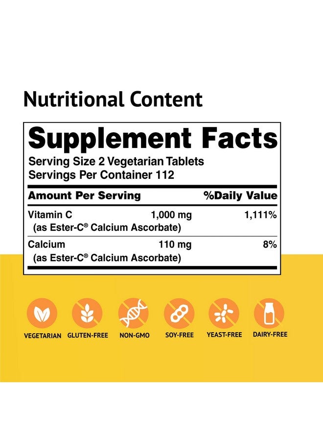 Ester - C Ester-C American Health Vitamin C 500 mg Coated Tablets, Immune System Booster, Stomach-Friendly Supplement, 225 Count - Image 2