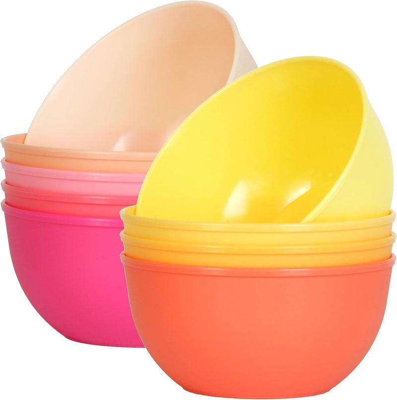 Youngever 9 Pack 10 Ounce Plastic Bowls Kids Plastic Bowls Set of 9 9 Peach Colors - Image 1