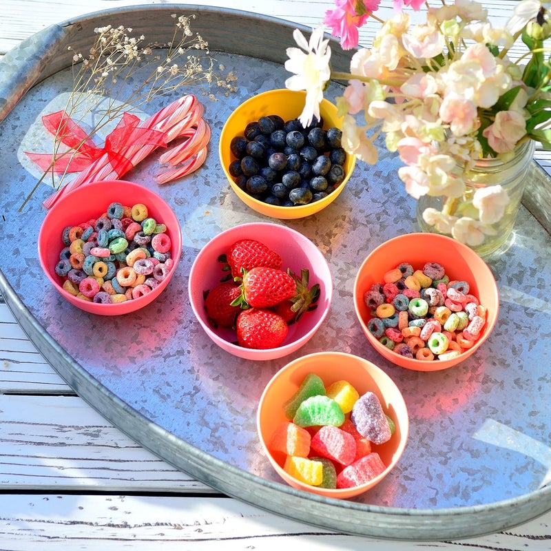 Youngever 9 Pack 10 Ounce Plastic Bowls Kids Plastic Bowls Set of 9 9 Peach Colors - Image 4