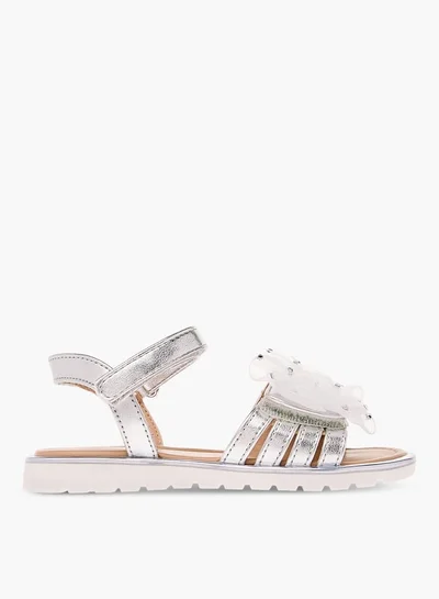 JUNIORS Girls Embellished Bow Applique Sandals With Hook And Loop Closure