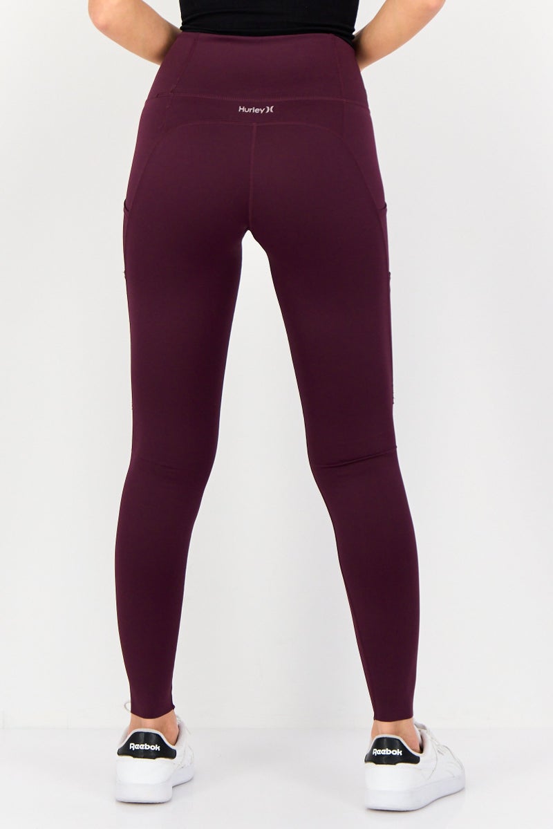 Hurley Women Brand Logo Training Leggings, Purple - Image 3