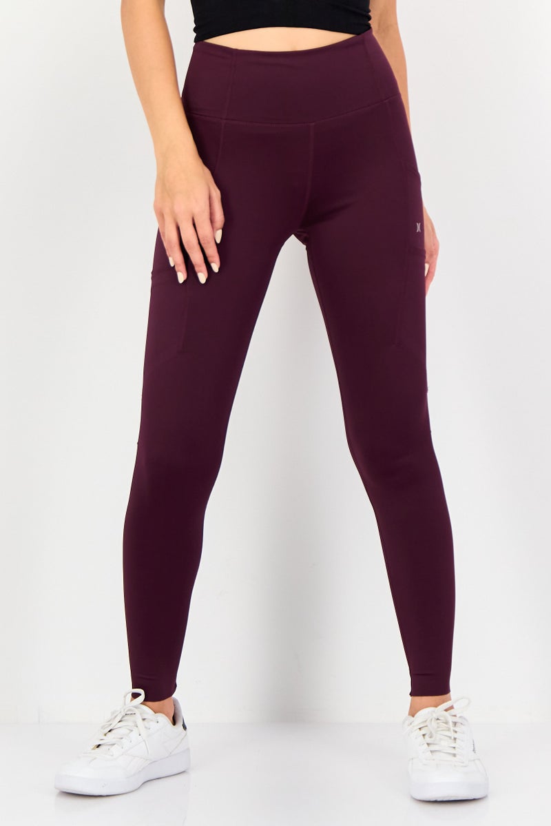 Hurley Women Brand Logo Training Leggings, Purple - Image 1