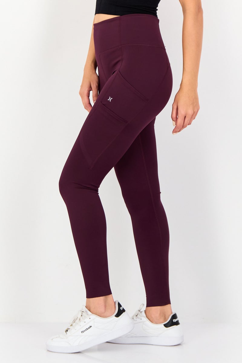 Hurley Women Brand Logo Training Leggings, Purple - Image 4