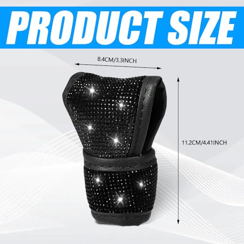 PACLVIO Bling Auto Gear Shift Knob Cover, Car Knob Gear Stick Protector, Auto Shift Gear Cover with Crystal Glitter Bling Rhinestones, Universal Vehicle Decoration Accessories for Women (Black) - Image 2