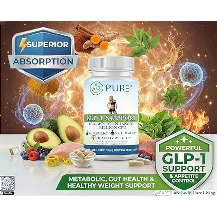 PURE® GLP-1 Support - Natural GLP-1 Alternative - 30 Capsules - with Akkermansia Muciniphila, Berberine HCl & Yerba Mate - Appetite Control & Metabolic Weight Management Supplement - Made in USA - Image 2