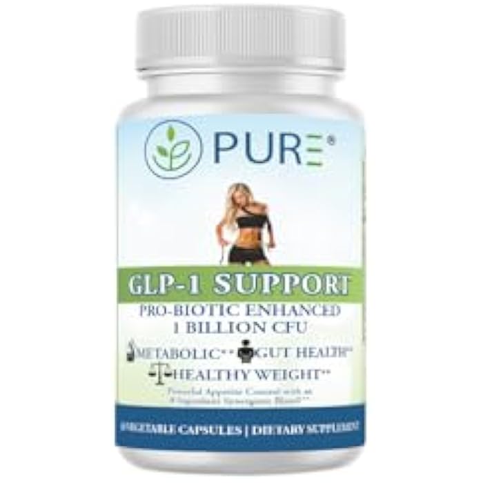 PURE® GLP-1 Support - Natural GLP-1 Alternative - 30 Capsules - with Akkermansia Muciniphila, Berberine HCl & Yerba Mate - Appetite Control & Metabolic Weight Management Supplement - Made in USA - Image 1
