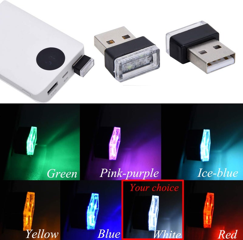 FEBRYTOLD 4Pcs White USB Car Interior Atmosphere Lamps, Universal Mini Led USB Lights for Car Decoration, Lighting - Image 5
