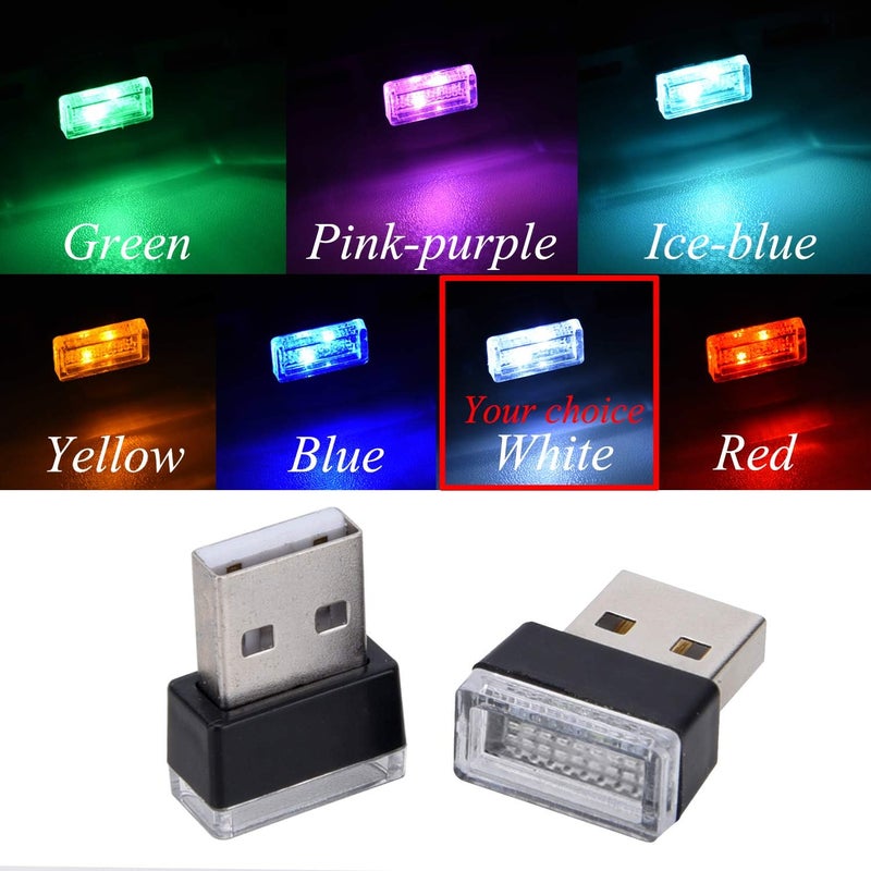 FEBRYTOLD 4Pcs White USB Car Interior Atmosphere Lamps, Universal Mini Led USB Lights for Car Decoration, Lighting - Image 2