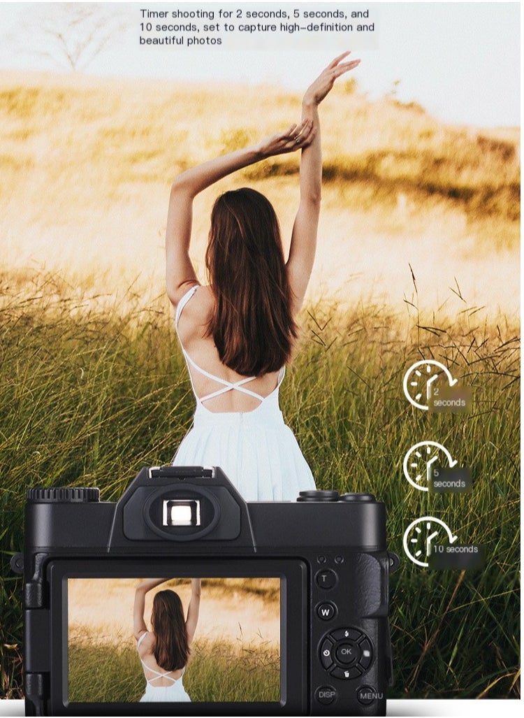 Generic Vlogging Camera, 4K 75MP Digital Camera for Photography, 16X Digital Zoom, Vlogging Camera for YouTube with180 Degree Flip Screen, Wide Angle Lens, 2 Batteries and 32GB Micro SD Card (Black)  - Image 4
