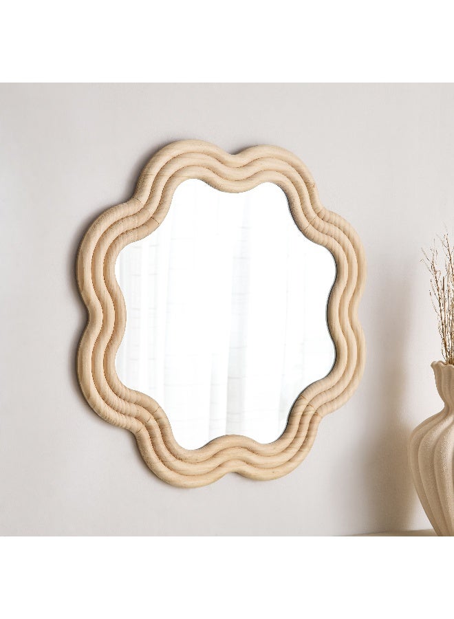 Home Box Posco Pine Wood Wavy Mirror 60 x 60 cm - Image 2