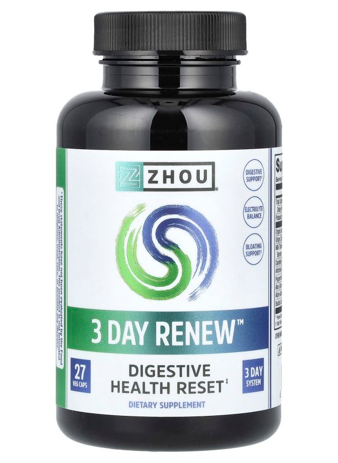 Zhou Nutrition 3 Day Renew Digestive Health Reset 27 Veg Caps 
