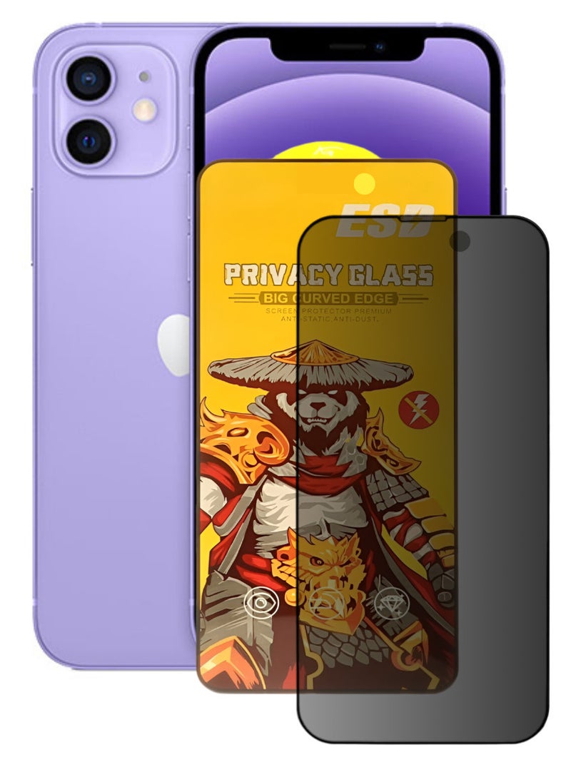 ESD Tempered Dustproof Privacy Glass Screen Protector Compatible For iPhone 12 - Image 1