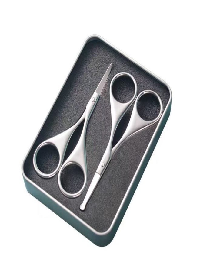 Stainless steel round head scissors, nose hair scissors/eyebrow scissors set/double eyelid stickers, beauty scissors - Image 1