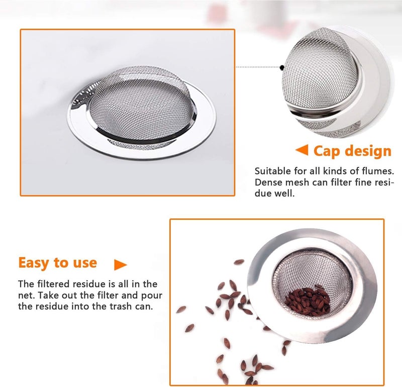 COOFANDY 6 pcs Stainless Steel Sink Strainer, Steel Jaali Drain Protector, Mesh Kitchen Drain Basin Basket, Perfect for Most Sink Drains, Rust Free, Thicken Edge, Fast Flow and Effective - Image 5
