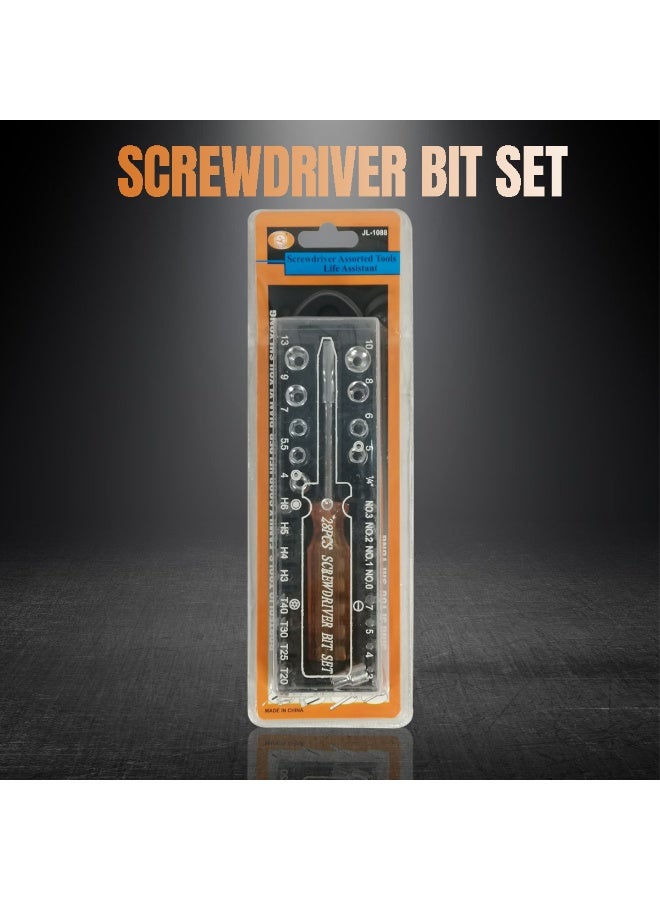 28 Piece Precision Ratcheting Screwdriver Bit Set with Magnetic Handle, Multi Bit Repair Tool Kit, Phillips, Flat, Torx, Hex & Socket Driver Set for Home, Electronics, Furniture, Bicycle & DIY Repairs - Image 4