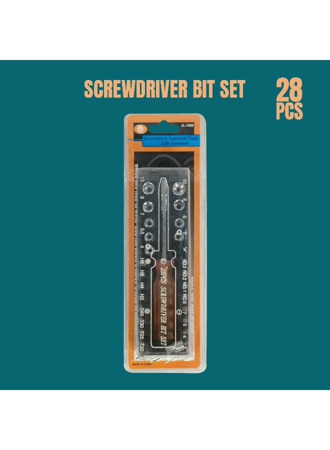 28 Piece Precision Ratcheting Screwdriver Bit Set with Magnetic Handle, Multi Bit Repair Tool Kit, Phillips, Flat, Torx, Hex & Socket Driver Set for Home, Electronics, Furniture, Bicycle & DIY Repairs - Image 5