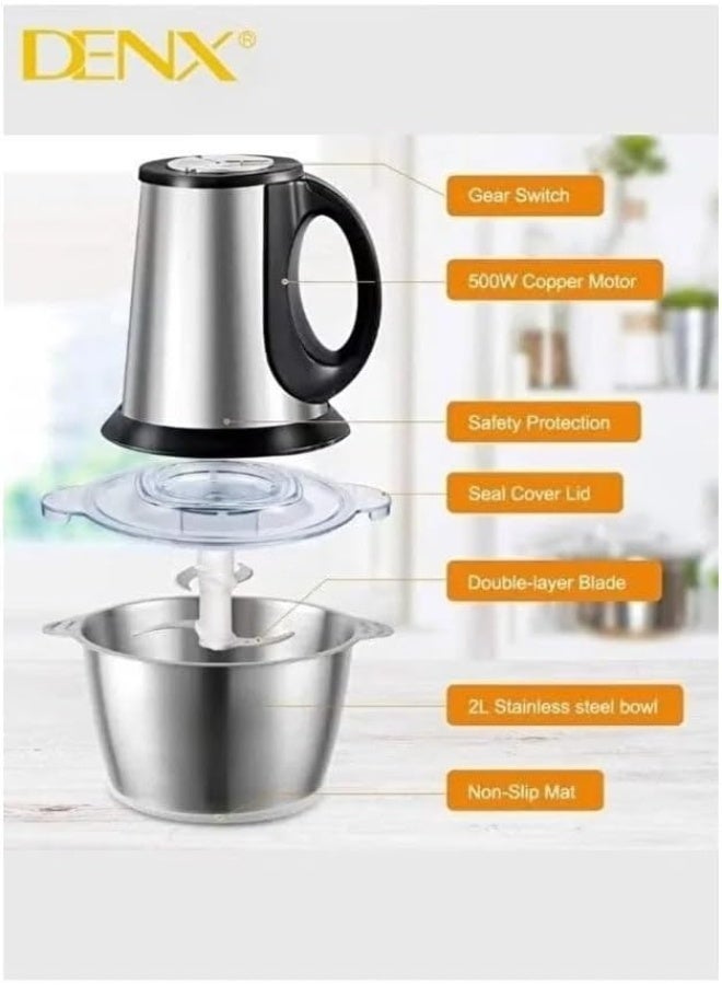 دينكس فرامة لحم كهربائية من دينكس بسعة 3 لتر، طراز DX3206، بقوة 300 واط، مزودة بوعاء من الفولاذ المقاوم للصدأ بثلاث سرعات، محضرة طعام متعددة الوظائف لفرم اللحوم والخضروات والفواكه والمكسرات وأطعمة الأطفال. - Image 3