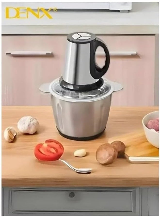 دينكس فرامة لحم كهربائية من دينكس بسعة 3 لتر، طراز DX3206، بقوة 300 واط، مزودة بوعاء من الفولاذ المقاوم للصدأ بثلاث سرعات، محضرة طعام متعددة الوظائف لفرم اللحوم والخضروات والفواكه والمكسرات وأطعمة الأطفال. - Image 4