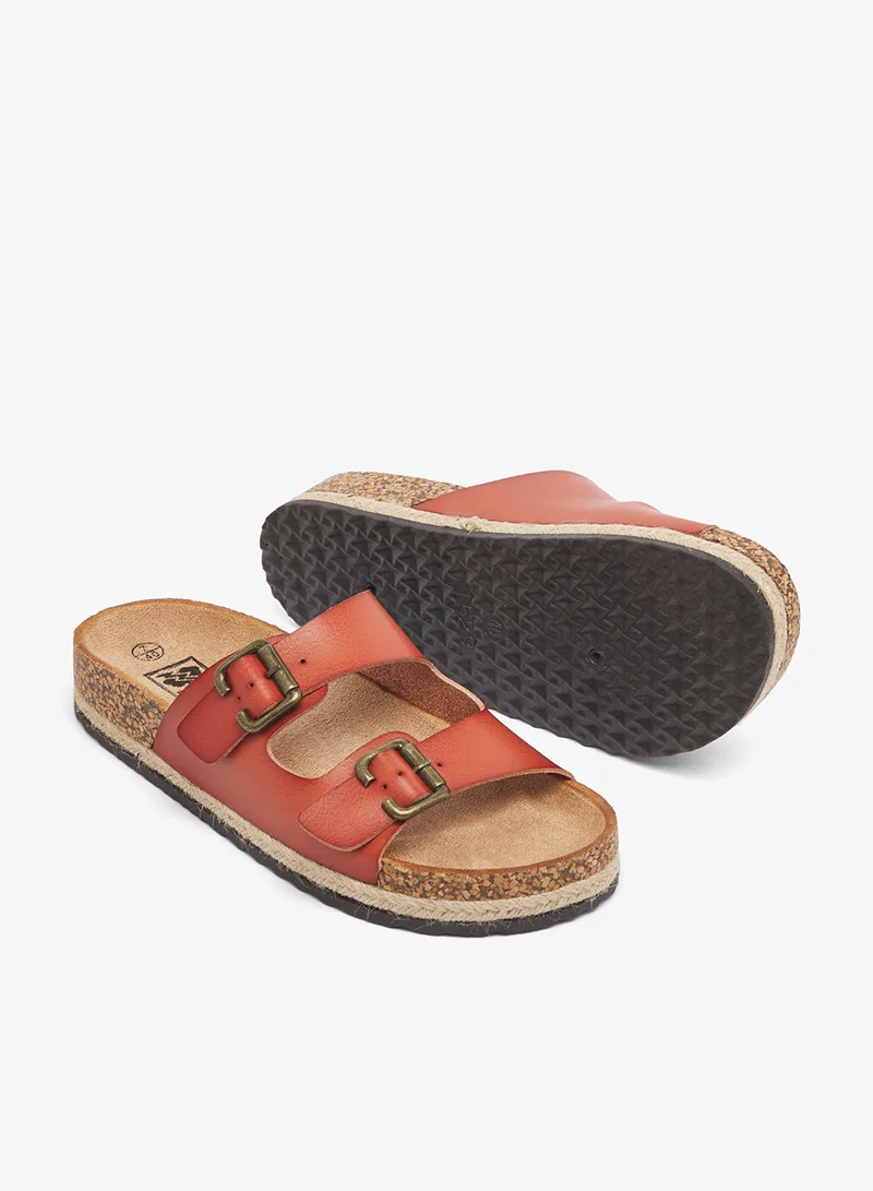 DOWN TO EARTH Tan Double Strap Sandal Slide for Women | Best Price UAE