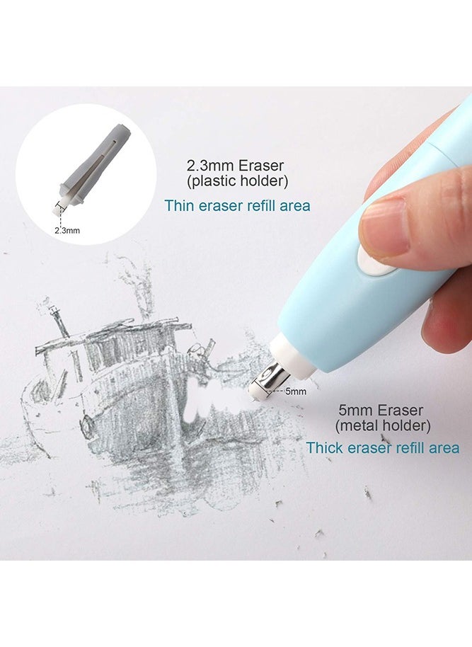 tenwin - Electric Erasers, Electric Eraser with 16 Refills, Battery Operated Eraser, Electric Eraser Portable and Automatic Pencil Eraser Kit for Artists, Art Pencils, Drawing, Painting, Sketching, Drafting, Blue - Image 1