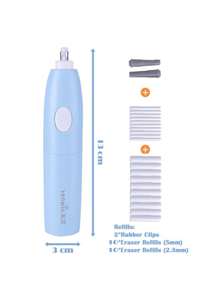 tenwin - Electric Erasers, Electric Eraser with 16 Refills, Battery Operated Eraser, Electric Eraser Portable and Automatic Pencil Eraser Kit for Artists, Art Pencils, Drawing, Painting, Sketching, Drafting, Blue - Image 1