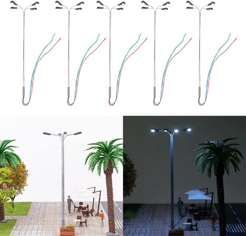 كلاراكو غير متوفر، 5 مصابيح إضاءة شوارع لقطارات نموذجية بمقياس HO وOO، أبيض، 1:75 - Image 4