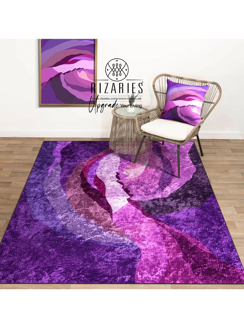 RIZARIES سجادة مركزية من قماش أرجواني، مستطيلة الشكل - Image 1